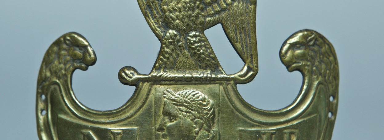 PLAQUE DE SHAKO D’OFFICER DE CHASSEUR A CHEVAL DU 1er REGIMENT DE LIGNE - MODELE 1806