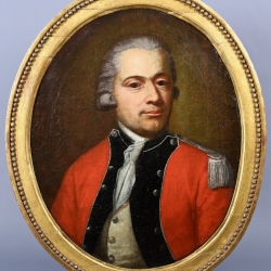 PEINTURE D'UN OFFICIER DU REGIMENT SUISSE D'ERLARCH AU SERVICE DE FRANCE VERS 1772-1773 OU 1776 - ANCIEN REGIME