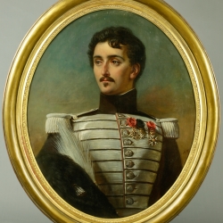 PEINTURE D'UN OFFICIER SUERIEUR DE LA ARDE ROYALE- RESTAURATION 1815- 1830