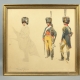 AQUARELLE GOUACHÉE DE GEORGES SCOTT SUR LES CHASSEURS À CHEVAL DE LA GARDE - VERS 1900