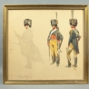 AQUARELLE GOUACHÉE DE GEORGES SCOTT SUR LES CHASSEURS À CHEVAL DE LA GARDE - VERS 1900