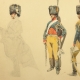 AQUARELLE GOUACHÉE DE GEORGES SCOTT SUR LES CHASSEURS À CHEVAL DE LA GARDE - VERS 1900