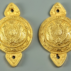 PAIRE DE BOSSETTES DE MORS D'OFFICIER DE CUIRASSIER DU BERRY - RESTAURATION